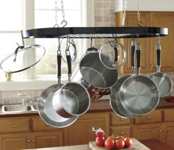 Ceiling Hung Pot Rack - Black