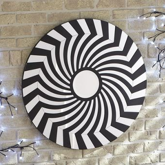 Black Spiraling Wall Mirror - 31.5" D