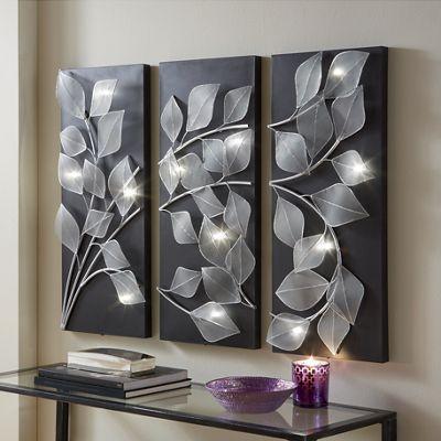 3-Piece Lit Leaves Wall Art