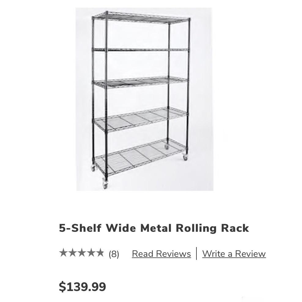 5 Tier Solid Metal Rolling Rack