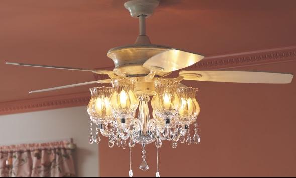 Romantic Crystal Ceiling Fan Chandelier