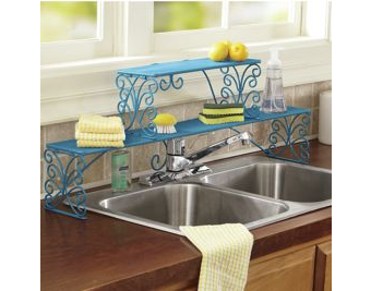 2-Tier Scrolled Over-the-Sink Shelf - Teal