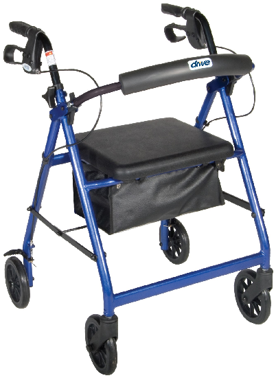 Rollator Walker with Fold Up and Removable Back Support and Padded Seat - (R726BL)