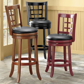 Lattice-Back Bar Stool - DARK BROWN