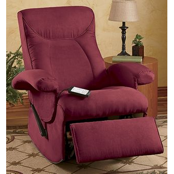 Super Plush Rocking Massage/Heating Recliner- Burgundy Microfiber