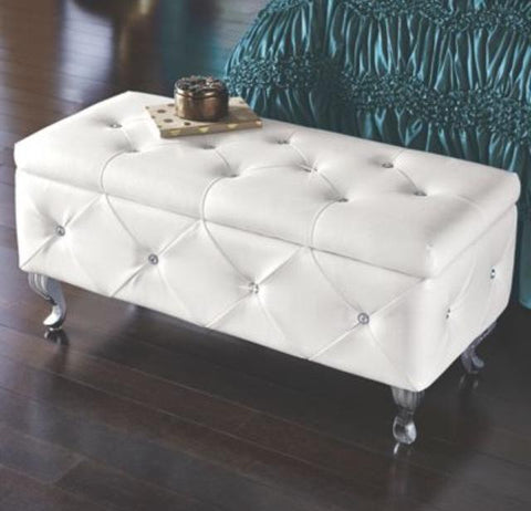 Tufted Studded Crystal Storage Bench