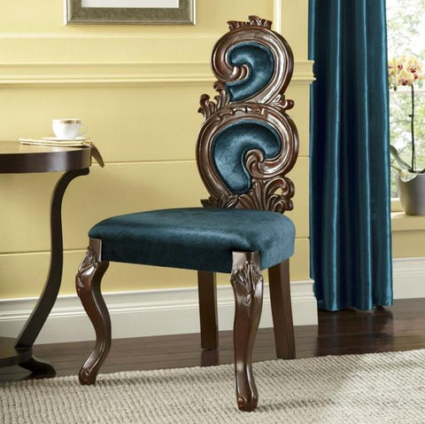 Teal Carved Chair