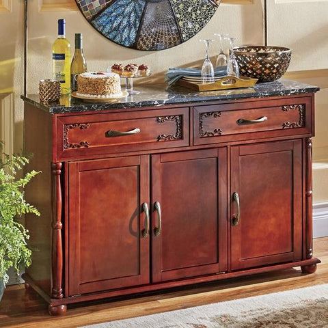 Marble Top Carved Sideboard