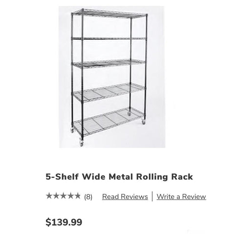 5 Tier Solid Metal Rolling Rack