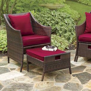 Wicker Chair and Ottoman Set