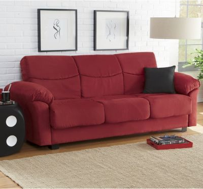 Super Plush Microfiber Convertible Sofa - RED