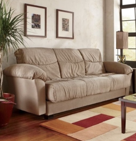 Super Plush Microfiber Convertible Sofa - TAN